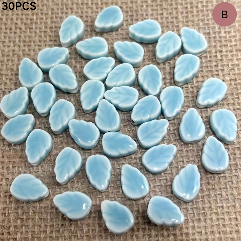 30pcs Leaf-Shaped Ceramic Beads for Handmade Jewelry